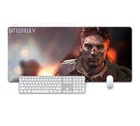 Battlefield 5 5 Tappetino Mouse Gaming, Grande Anime Mouse Pad XXL 900x400mm Confortevole, Lavabile, 3mm Antiscivolo Tappetino Scrivania Supporto per Ufficio Computer, Adatto per computer e PC, E