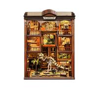 BATTREVO DIY Book Nook Fossil Museo con luce LED Bookshelf Decor, DIY 3D casa delle bambole puzzle in legno, set fai da te per adulti