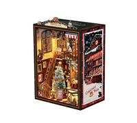 BATTREVO DIY Book Nook-Negozio di Natale - Set di Giocattoli da Costruire con Carillon e Luce LED, Kit Angolo Libri per Adulti, Puzzle in Legno, Casa delle Bambole in Miniatura, Decorazione Libreria
