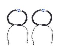 Batum braccialetti con occhio di Allah e cordino nero, braccialetti protettivi regolabili fatti a mano con perline argentate, ideali come portafortuna o braccialetti dell'amicizia.
