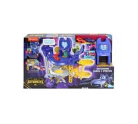 Fisher-price dc batwheels - batcaverna lancia e sfreccia, playset pista ispirato alla batcaverna con 3 piani di gioco, luci e suoni