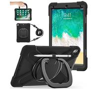 BATYUE Custodia per iPad Pro 10.5 2017/iPad Air 3rd Generation Release 2019; robusta custodia protettiva resistente con portamatite, supporto girevole a 360°, tracolla per bambini (nero)