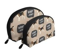 Bau Beagle, Borsa per trucco a conchiglia Portamonete da donna Borsa da toilette piccola Borsa per cosmetici 2 pezzi