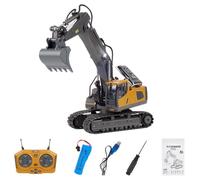 BAUBAUPLAY Escavatore radiocomandato 1/20 RC, 2,4 G 11 CH in lega con effetti di luce ed effetti sonori, mini RC costruzione veicolo giocattolo per adulti