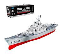 BAUBAUPLAY Modello di corazzata radiocomandata, LHD-881 1/390 2.4G RC ad alta frequenza elettrica Twin Motore, modello di nave da guerra, giocattolo d'acqua all'aperto, regalo per adulti - RTR