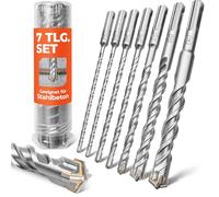 BAUBECK Set 7 Punte Trapano SDS Plus per Calcestruzzo e Muro Ø6-14 mm, 210 mm - 4 Taglienti in Metallo Duro, Acciaio 40CR - Punte per Martello Perforatore e Muratura