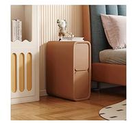 BAUBUY Comodino stretto con 2 cassetti Comodino in pelle in microfibra Tavolino da divano sottile minimalista per piccoli spazi Mobili per camera da letto