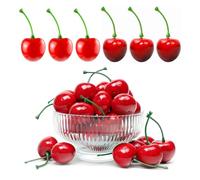 BAUCH 20 Pezzi Ciliegie Artificiali Realistiche, Frutta Finta in Schiuma in 2 Colori, Rosso e Bicolore, Ciliegie Decorative per Casa, Cucina, Vetrine e Oggetti di Scena Fotografici