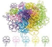 BAUCH 50pcs Graffetta a forma di quadrifoglio,clip da ufficio in metallo con design creativo e colorati,per decorazioni scuola ufficio regali Natale poster e foto