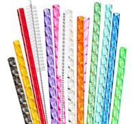 BAUCH Cannucce Riutilizzabili 1 Set di 12 Cannucce a Vortex d'Onde Cristalline Colorate in Materiale PETG (con 2 Spazzole)（Per Bere Bevande, per Tutti）