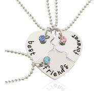 BAUCH Collane Amicizia BFF 3 Pezzi, Collana a Puzzle a Cuore per Best Friends, Set per 3 Ragazze, Regalo per Amiche e Sorelle