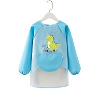 BAUCH Grembiule Asilo Bambina 1 Pezzo Grembiule di Protezione per Bambini da Pittura Taglia L Blu Chiaro Maniche Lunghe Versione Lunga（Da indossare durante la pittura, per bambini）