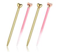 BAUCH Penna a Sfera con Cuore, Set di 4 Penne Metallo Oro & Rosa, Inchiostro Nero 1.0mm, Penne Eleganti per Matrimonio, Ufficio & Scuola