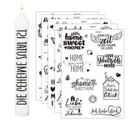 BAUCH Tatuaggi per Candele Nero e Bianco, 5 Fogli Adesivi Transfer per Candele, Adesivi DIY per Candele, Vetro & Legno, Ideali per Compleanni, Matrimoni & Decorazioni Casa