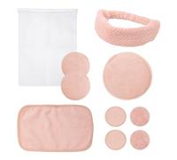 Bauer 39469 - Set di 10 panni per la pulizia del viso, panni in morbida flanella, tamponi per occhi, spugnette per il viso e borsa per il lavaggio, riutilizzabili, struccanti e kit per la cura della