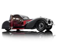 Bauer Exclusive Bugatti Type 57SC Atalante 1937: fedele modello auto in edizione limitata 1:12, porte e cofano mobili, nero-rosso (7828-Z75)