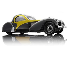 Bauer Exclusive Bugatti Type 57SC Atalante 1937: Modello di Auto Fedele e di Alta qualità 1:12 in Edizione Limitata, Porte e Cofano mobili, Nero-Giallo (7828-Z75Y)