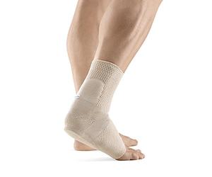 Bauerfeind AchilloTrain - Cavigliera con elemento di supporto per alleviare dolori al tendine di Achille, elasticizzata e traspirante, con cuscinetto imbottito amovibile, Marrone (natur), Destra/x-Small