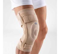 Bauerfeind ginocchiera Genutrain S beige sinistra con stecche stabilizzanti late