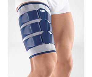 Bauerfeind tutore gamba coscia Myotrain trattamento traumi muscolari Blu/Grigio
