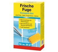 baufan Fuga fresca Set completo 250ml | bianco coprente | resistante all’abrasione e al lavaggio | set completo: 250 ml di fuga fresca, 1 pennello, 1 spugna speciale