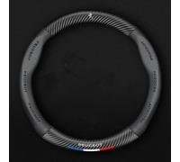 BAUFAS Auto Coprivolante per Peugeot 2008 2019-2023,Fibra di Carbonio in Pelle Antiscivolo Durevole Coprivolanti Accessori Interno Auto Elasticizzato Volante Protettore Accessori Auto,Black