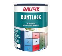 Baufix Vernice colorata bianca, satinata, 1 litro, vernice, diluibile in acqua, per interni ed esterni, adatta per legno/zinco/cemento, ferro/muratura