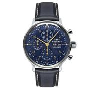 Bauhaus 2018-3 Orologio automatico da uomo, in acciaio inox, argento, blu, cinturino in pelle