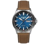 Bauhaus 2862-3 Orologio automatico da uomo, in titanio, argento, blu, cinturino in pelle, prodotto in Germania