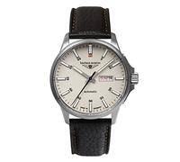 Bauhaus Aviation Orologio da uomo con cinturino in pelle o cinturino in titanio automatico cassa in titanio 10 ATM vetro zaffiro giorno data/DayDate 2866, beige/cinturino in pelle, cinghia