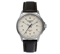 Bauhaus Aviation Orologio da uomo con cinturino in pelle titanio automatico 10 ATM vetro zaffiro data 2864-5