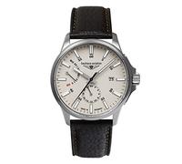 Bauhaus Aviation Orologio da uomo con cinturino in pelle o cinturino in titanio automatico cassa in titanio 10 ATM riserva di carica 24 ore vetro zaffiro data 2860, beige/cinturino in pelle, cinghia