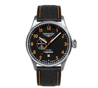 Bauhaus Aviation Orologio da uomo automatico serie Tornado 24 ore display 5 ATM con cinturino in pelle 2764-5