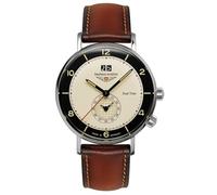 Bauhaus Aviation Orologio da uomo con cinturino in pelle Ronda Quarzo Due fusi orari Data 2446-2