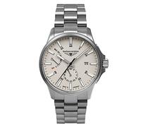 Bauhaus Aviation Orologio da uomo con cinturino in pelle o cinturino in titanio automatico cassa in titanio 10 ATM riserva di carica 24 ore vetro zaffiro data 2860, beige/cinturino in titanio,