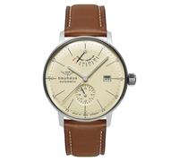 Bauhaus Orologio automatico da uomo 2060-5 con riserva di carica, fondo in vetro, cinturino in pelle, made in Germany