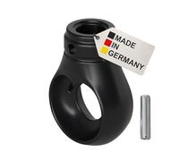 BAUHELD® Occhiello per Markisen in plastica [Made in Germany] - Supporto per manovella con gancio a sfera [rotondo] - Occhiello per manovella in nero - RAL9005 - Foro 12mm - Foro trasversale 4,1mm