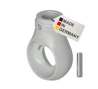 BAUHELD® Occhiello per Markisen in plastica [Made in Germany] - Supporto per manovella con gancio a sfera [rotondo] - Occhiello per manovella in grigio chiaro - RAL7035 - Foro 12mm - Foro trasversale