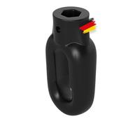 BAUHELD® Occhiello per tenda da sole in plastica [Made in Germany] - Supporto per tenda da sole con gancio macellaio [ovale] - occhiello a manovella in nero - RAL9005 - foro 10 mm - foro trasversale 4