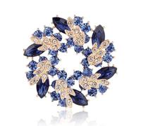 Bauhinia - Spilla a forma di fiore, multicolore, moderna, con strass scintillanti, da donna, colore: blu, Misura unica, Lega di acciaio, Nessuna pietra preziosa