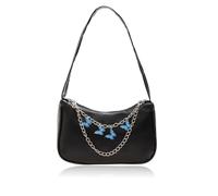 BAUIOREAD Borsa a mano 1 pezzo, piccola borsetta, piccola borsetta, borsa a tracolla con catena a farfalla, tasca ascellare con cerniera, borsetta, borsa da donna tinta unita, Nero , s