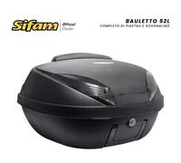 BAULE BAULETTO 52L NERO OPACO CARBONIO CON PIASTRA E SCHINALINO SCOOTER MOTO