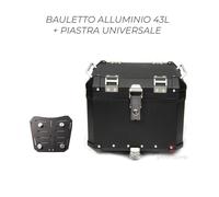 BAULE BAULETTO ALLUMINIO POSTERIORE TOP CASE 43 LITRI + PIASTRA SGANCIO RAPIDO