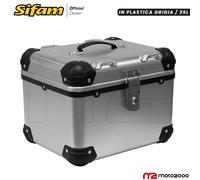 BAULE BAULETTO TOPCASE IN PLASTICA COLORE ALLUMINIO COMPLETO DI PIASTRA 35 LITRI