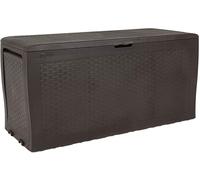 Keter Baule da Giardino Samoa, 270L, Effetto Rattan, Marrone, 116,4x44,7x57H cm