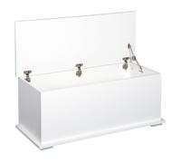 Baule Cassapanca Pouf Contenitore 81x40x46 cm in Legno e MDF Bianco