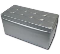 Baule Cassapanca Pouf Contenitore in Similpelle Silvia Argento