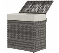 Baule Cesta Contenitore da Giardino e Casa 57x34x62 cm in Rattan con Tessuto Interno Grigio