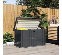 Baule da Esterno da 4L in Acciaio Zincato con Serratura e 2 Chiavi 124x66x72 cm, Grigio Scuro