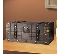 Baule del tesoro in legno vintage portatile con coperchio, regalo,